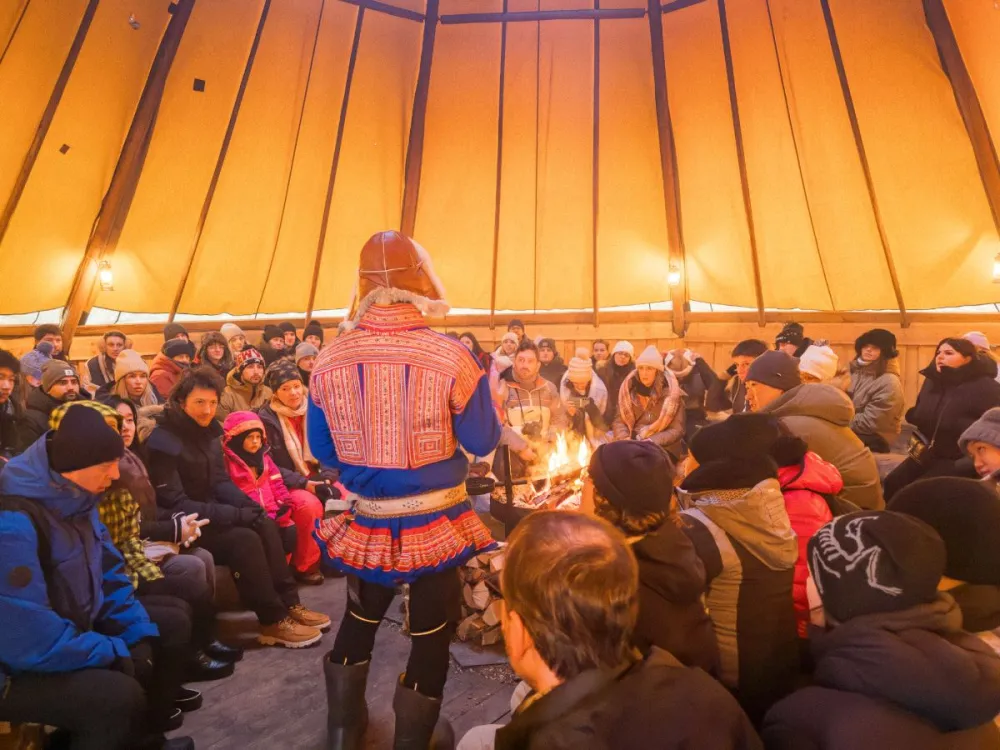 Night Reindeer Sledding with Camp Dinner and Chance of Northern Lights